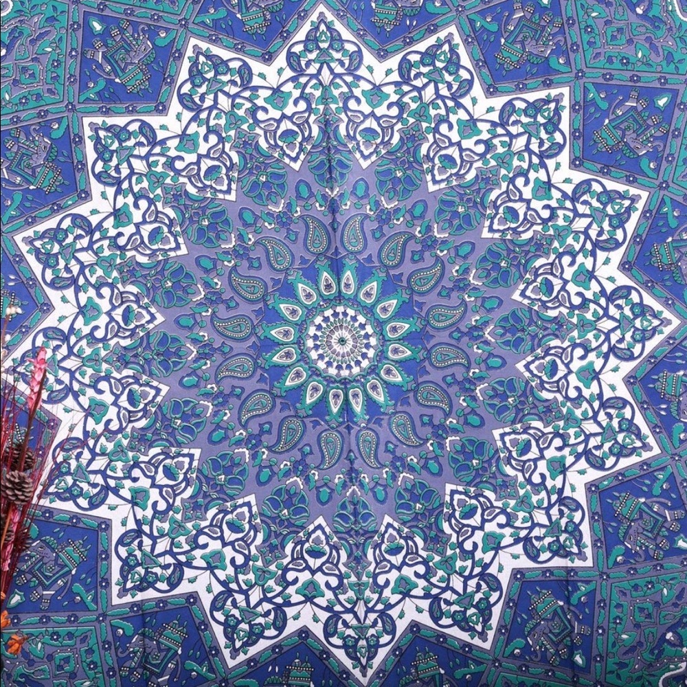Queen size blue boho tapestry